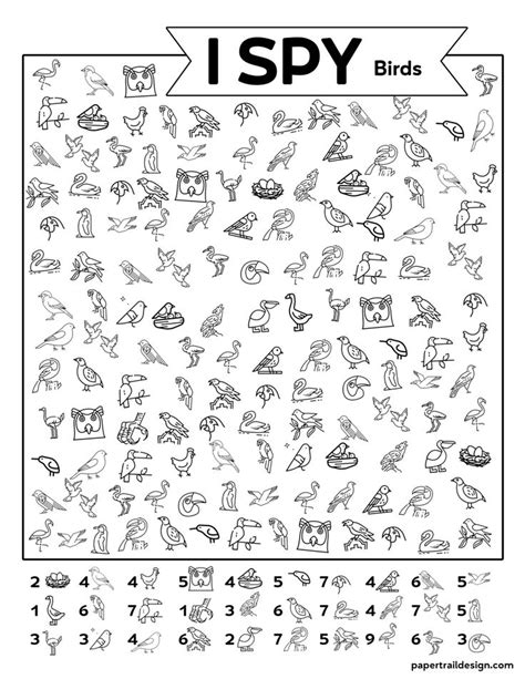 Free Printable I Spy Birds Activity Paper Trail Design I Spy I Spy