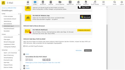 Outlook IMAP Einrichten WEB DE Hilfe
