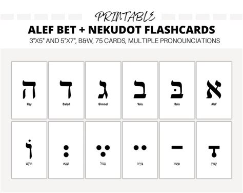 Alef Bet Flash Cards Printable Hebrew Alphabet Jewish Cards Aleph