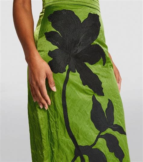 Womens Erdem Green Floral Joni Midi Skirt Harrods Uk