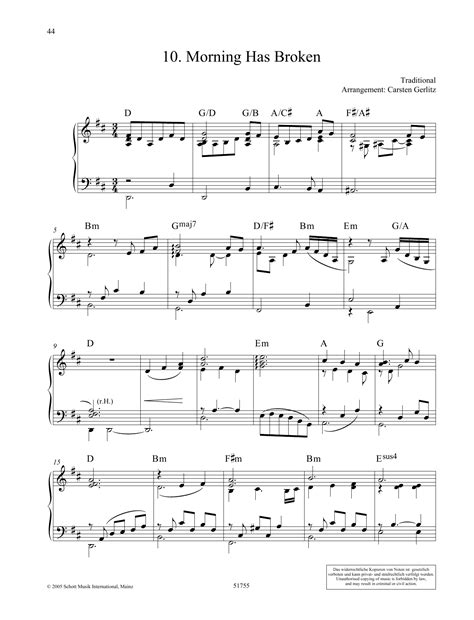 Morning Has Broken Score 1