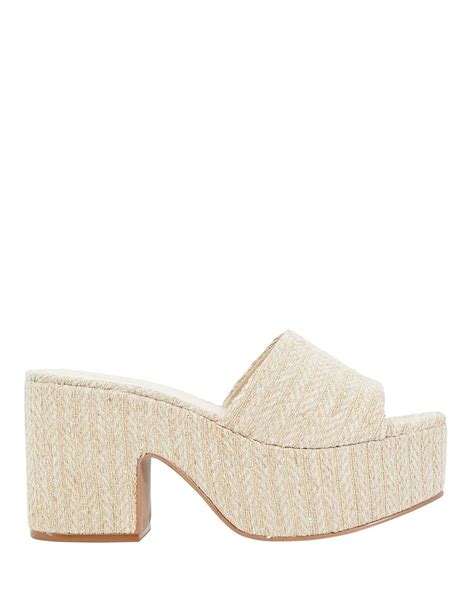 Larroude Miso Raffia Platform Slide Sandals In Beige Natural Lyst