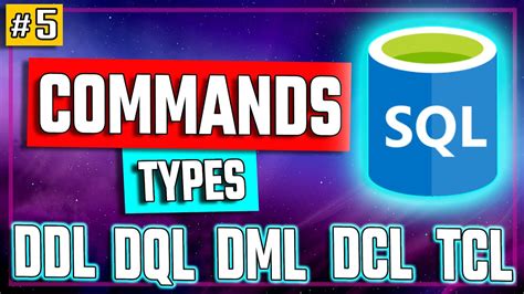 Types Of Sql Commands Ddl Dql Dml Dcl Tcl Sql Tutorial Youtube