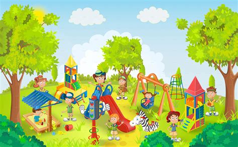 children playing   park illustration vectors graphicriver