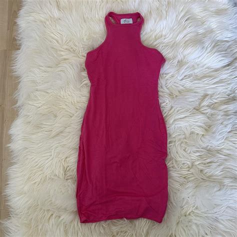 Oh Polly Hot Pink Bodycon Mini Dress Worn Once Depop