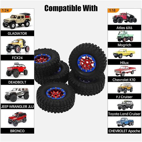 GOUPRC Juego de neumáticos de rueda para 118 124 RC Crawler Car Axial