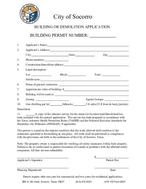 Fillable Online Building Or Demolition Application Building Permit