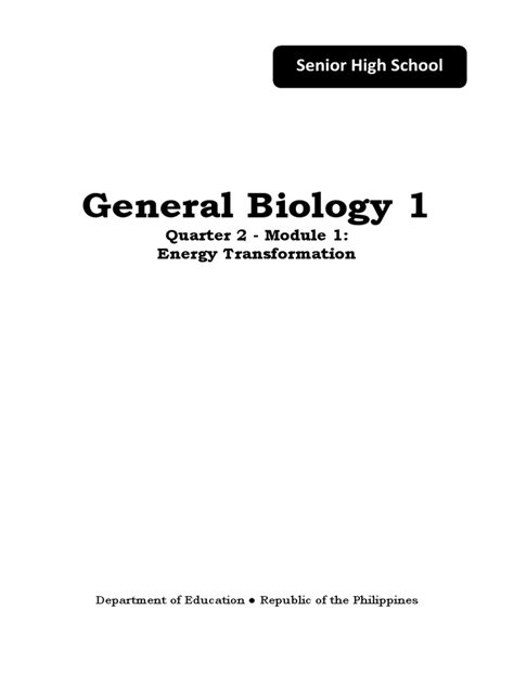 Quarter 2 Module 1 General Biology 1 Sc Pdf Cellular Respiration Adenosine Triphosphate