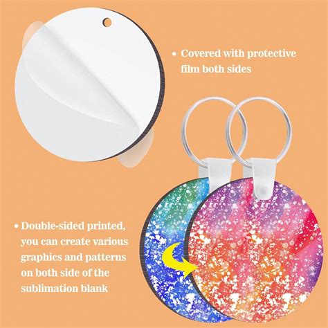 150 Pieces Round Sublimation Keychain Blanks Double Side Heat Transfer