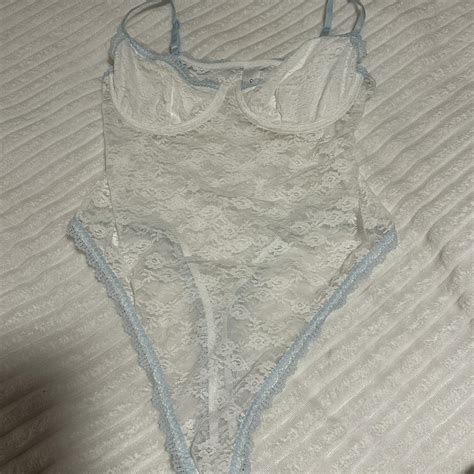 Glassons White Lace Bodysuit Size Fits A Depop