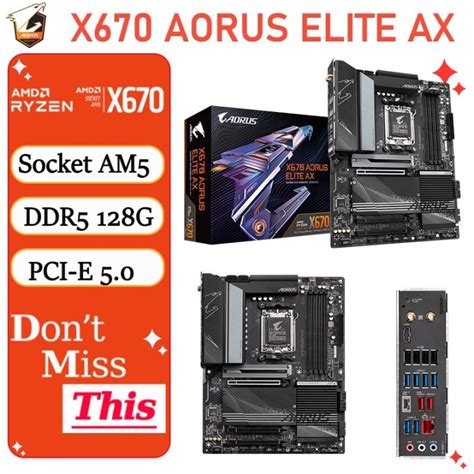 1 AM5 Gigabyte X670 AORUS ELITE AX Motherboard DDR5 AMD Socket AM5 AMD