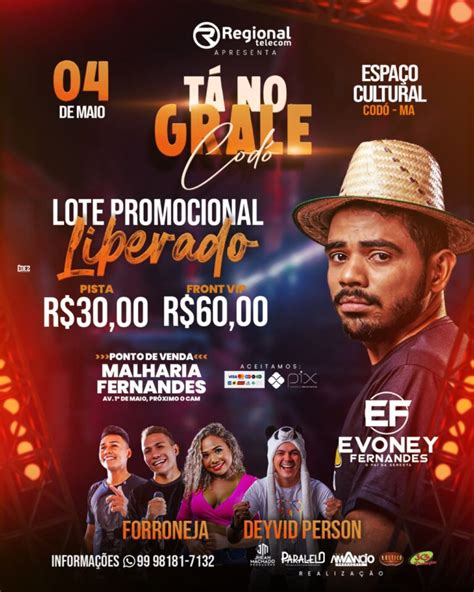 Liberado O Lote Promocional De Ingressos Para O Show De Evoney