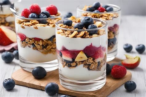 Iogurte Cafe Da Manha - Café da manhã saudável com granola de iogurte e frutas em tigelascafé ...