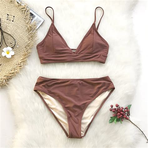 MAILLOT DE BAIN CUPSHE marron à lacets Bikini ensembles femmes Triangle