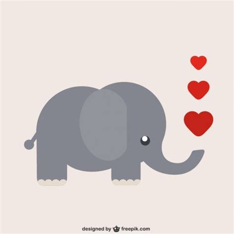 Premium Vector Elephant Cartoon With Hearts Elephant Illustration