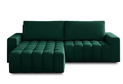 canape convertible design velours matelasse vert imperial angle gauche