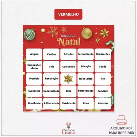 Cartela De Bingo De Natal Para Imprimir - 30 Cartelas De Bingo De Natal - Arte Digital Para Imprimir | MercadoLivre