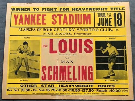 LOUIS, JOE-MAX SCHMELING I ON SITE POSTER (1936) – JO Sports Inc.