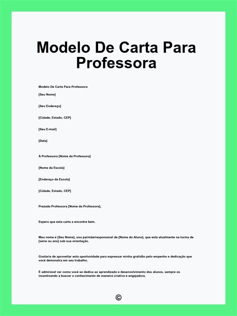Carta Para Uma Professora - Modelo De Carta Para Professora