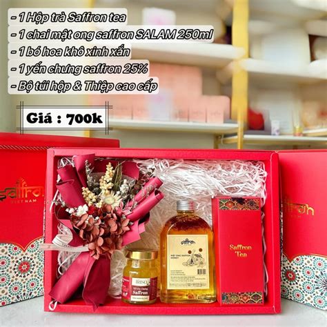 [Hộp quà FARID có hoa #31] Saffron mật ong 250ml, Trà Saffron Tea + yến ...
