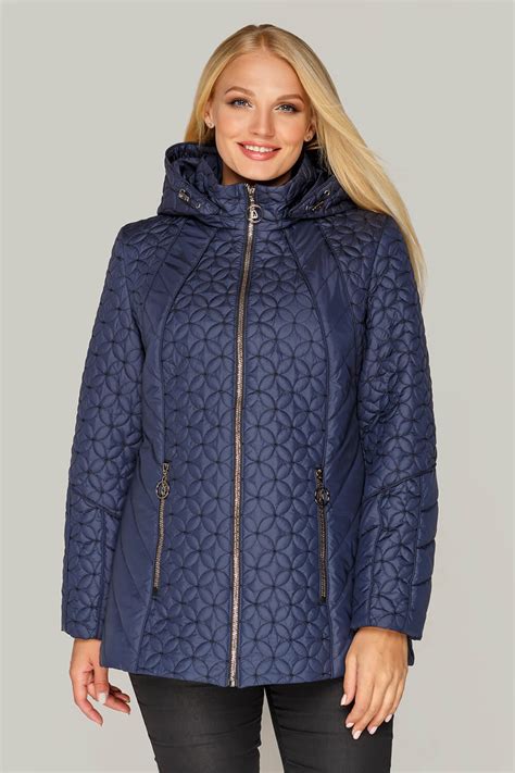 Демисезонная синяя женская куртка Лика с отстежным капюшоном больших ...