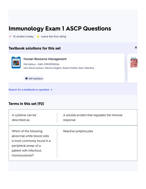 Immunology Exam Ascp Questions Flashcards Quizlet Immunology Exam