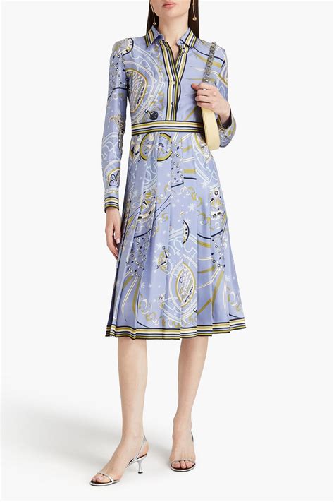 Pucci Pleated Printed Silk Twill Midi Shirt Dress The Outnet