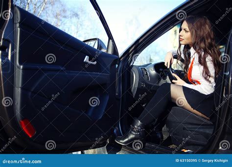 Beautiful Brunette In A Car Stock Image Image Of Lady Brunette 63150395