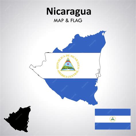 Bandeira Da Nicarágua E Arquivo Vetorial De Bandeira De Mapa De Design De Mapa Vetor Premium