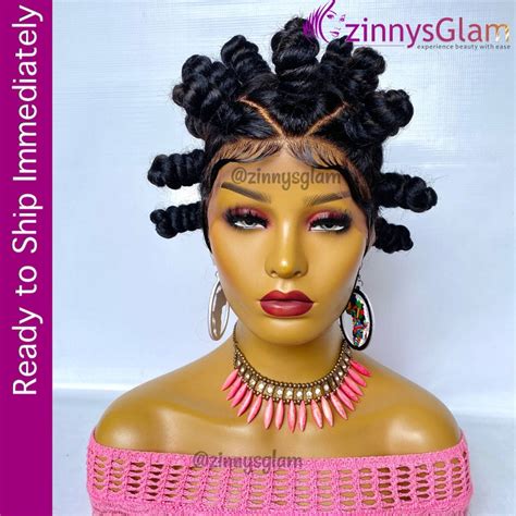 READY TO SHIP Bantu Knot Braided Wig For Black Women Full Lace Etsy