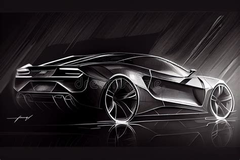 Modern Car Design Sketch Cinematic Hand Drawn Modern Sports Car