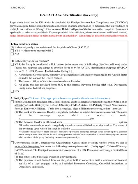 Fillable Online Us Fatca Self Certification For Individual Fax Email Print Pdffiller