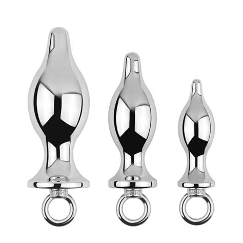 Buy Metal Anal Plug Dilator Anus Colon Plug Masturbators Smooth Insert Butt Plug With Pull Ring