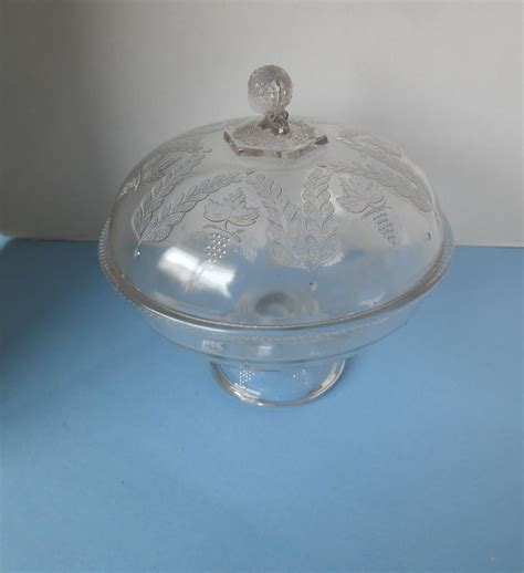 Compote Covered Antique Early American Pressed Glass Grape And Festoon