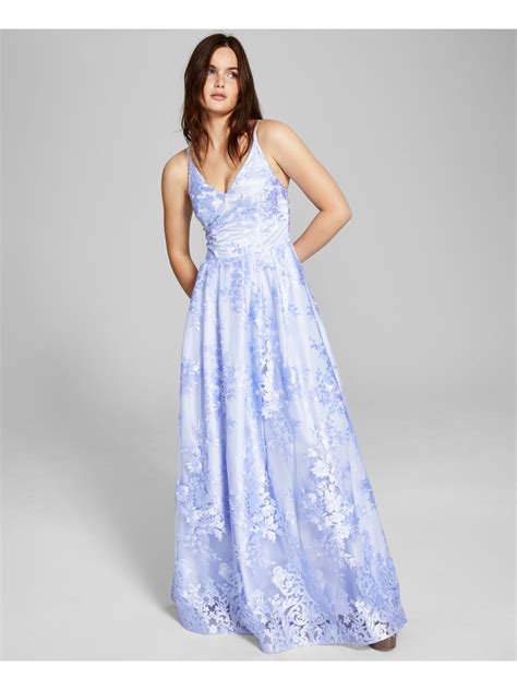 Elegant BCX DRESS Purple Full-Length Formal Gown, V Neck, Sleeveless