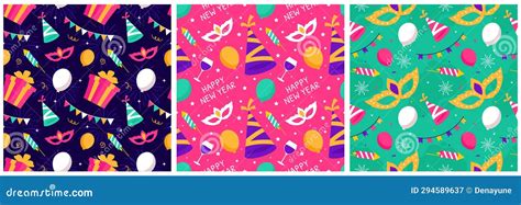 Happy New Year Seamless Pattern Illustration With Elements