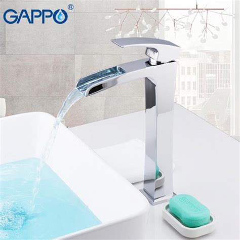 Смеситель для раковины водопад Gappo Jacob G1007-21 белый/хром ВЫСОКИЙ ...