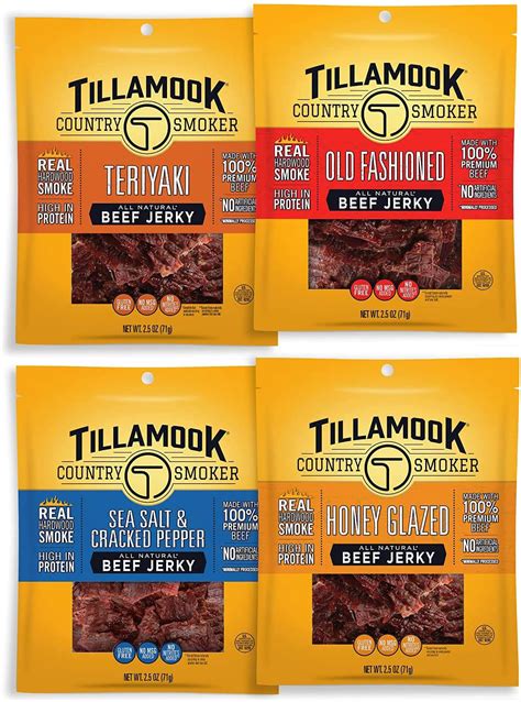 Tillamook Country Smoker Real Hardwood Smoked Beef Jerky Variety Pack 25 Ounce