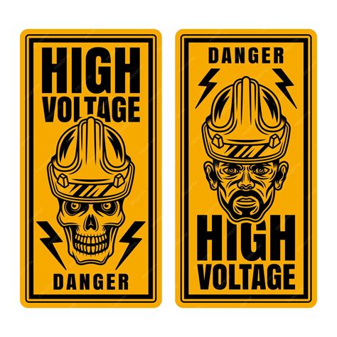 Premium Vector | Danger high voltage vector sign banners with skull in