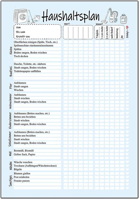 Putzplan Familien Zum Ausdrucken Putzplan Vorlage für Singles Paare