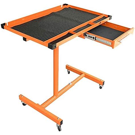 Heavy Duty Adjustable Work Table Bench 200 Lbs Rolling Tool Cart Tear