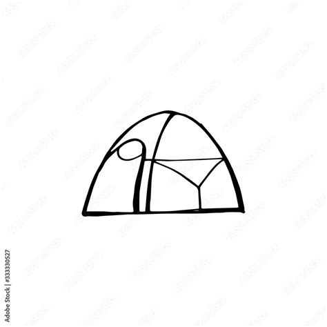 Camping Tent Hand Drawing Sketch Vector Illustration Isolated On White