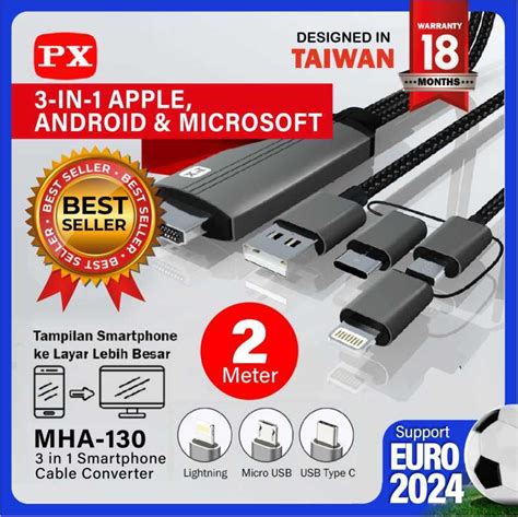 Promo Kabel Hdmi Ke Type C Usbmicrolightning Converter 3in1 2m Px Mha