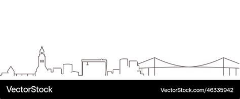 Gothenburg Dark Line Simple Minimalist Skyline Vector Image