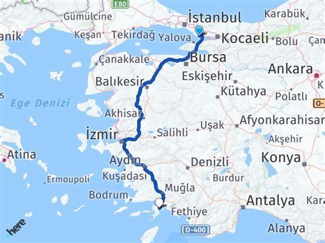 Kocaeli Gebze Marmaris Mu La Aras Ka Km Yol Tarifi