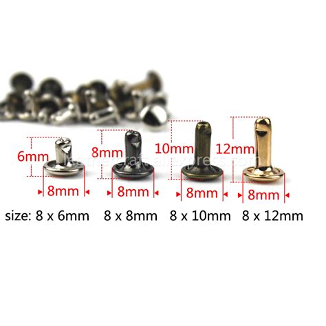 Rivets Double capuchon métallique Rivets 100 lots Rivet rond pour cuir