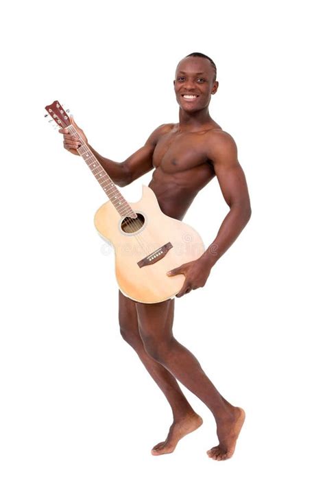 Smiling Naked Man With Guitar Dancing Stock Image Image Of Instrument Musician 17263483