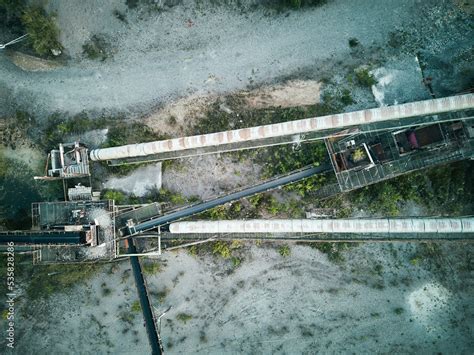 Gravel Pit with Pond - Aerial View - Gravel Plant Quarry - Gravel Industry Factory abandoned ...