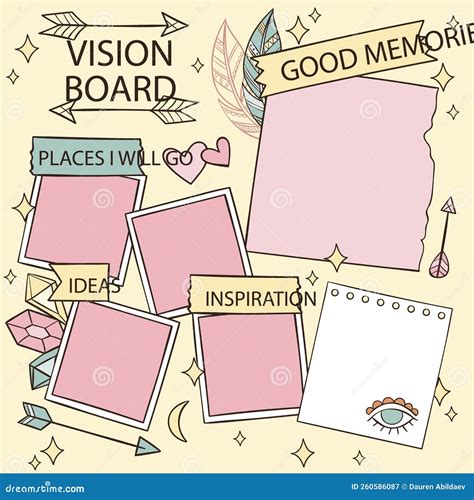 Hand Drawn Vision Board Illustration Vector Illustration Stock Vector