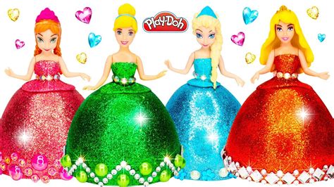 Diy Making Play Doh Super Glitter Dresses For Disney Princesses Youtube